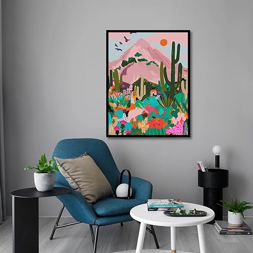 Miniatura 5 de Pintura por números para adultos, cactus montaña, acuarela, paisaje, bricolaje, manualidades para adultos principiantes, flores fáciles, plantas,