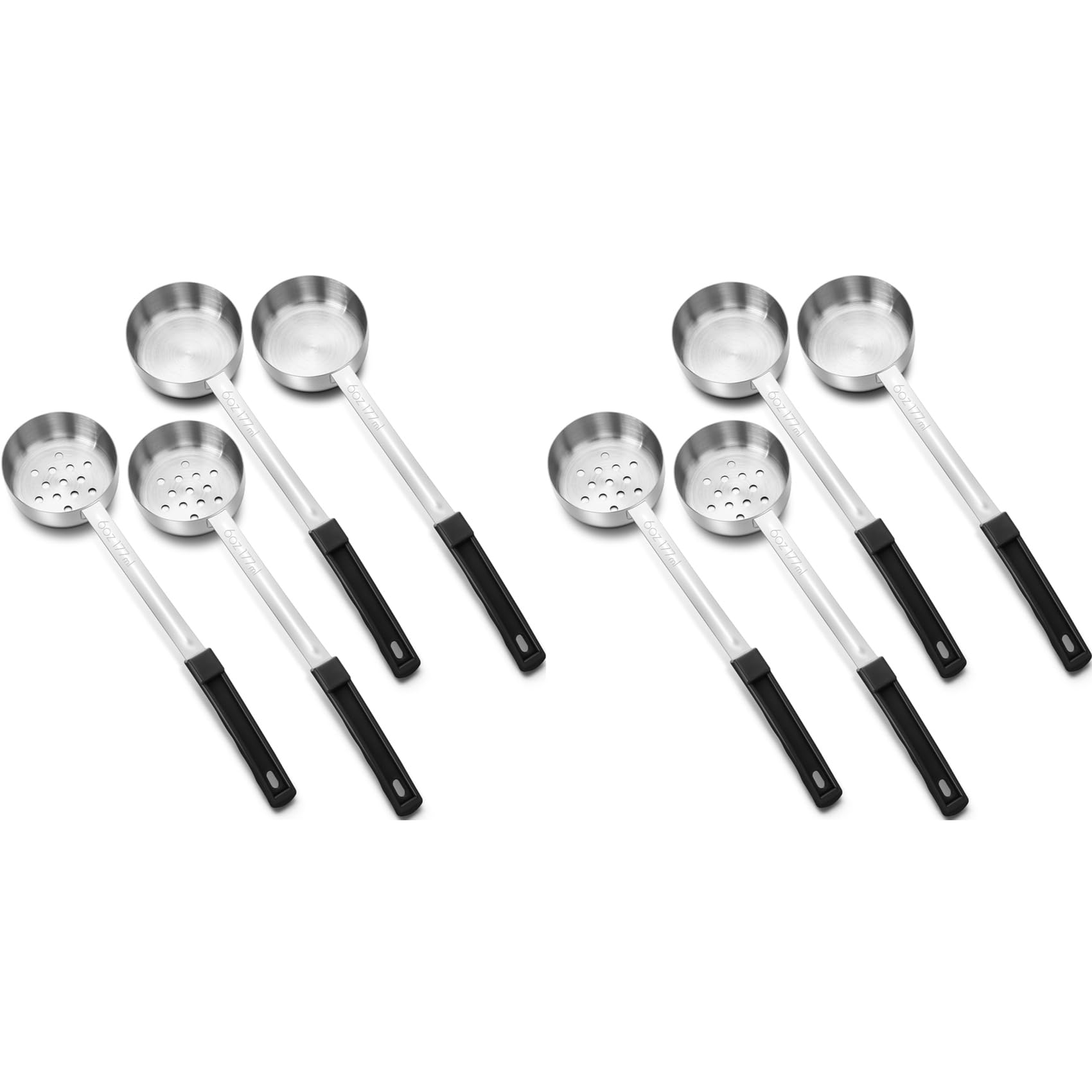 Hndhbfgrt 8 Pcs Portion Control Serving Spoons Portion Control Spoons Ladle Spoon, Slotted and Unslotted Portion Scoops 6oz