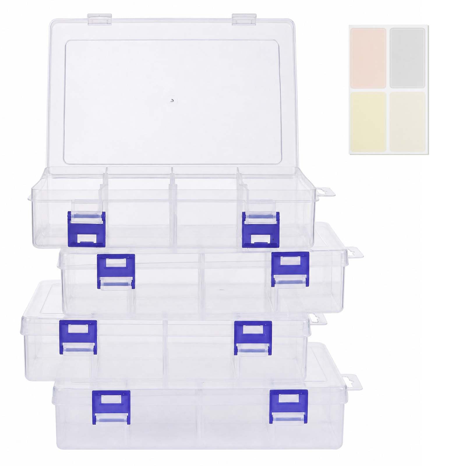 CAMETNG 4 PCS Bead Storage, Plastic, 8 Grids, Transparent, For Accessories