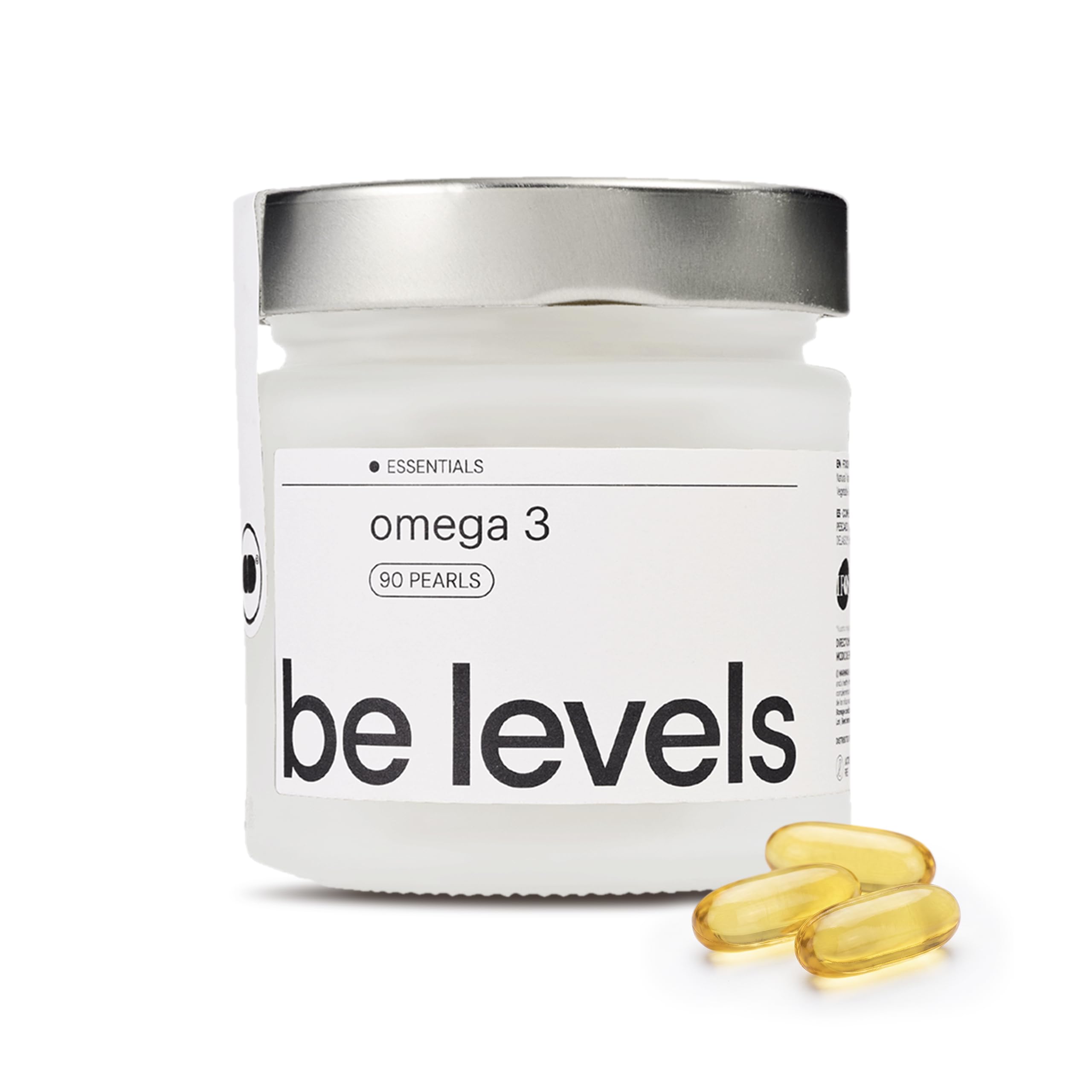 Omega 3 IFOS EPA DHA 3000mg Olio di Pesce be levels | 1050 mg EPA e 750 mg DHA. Friends of the Sea. Senza glutine. 3 capsule al giorno.