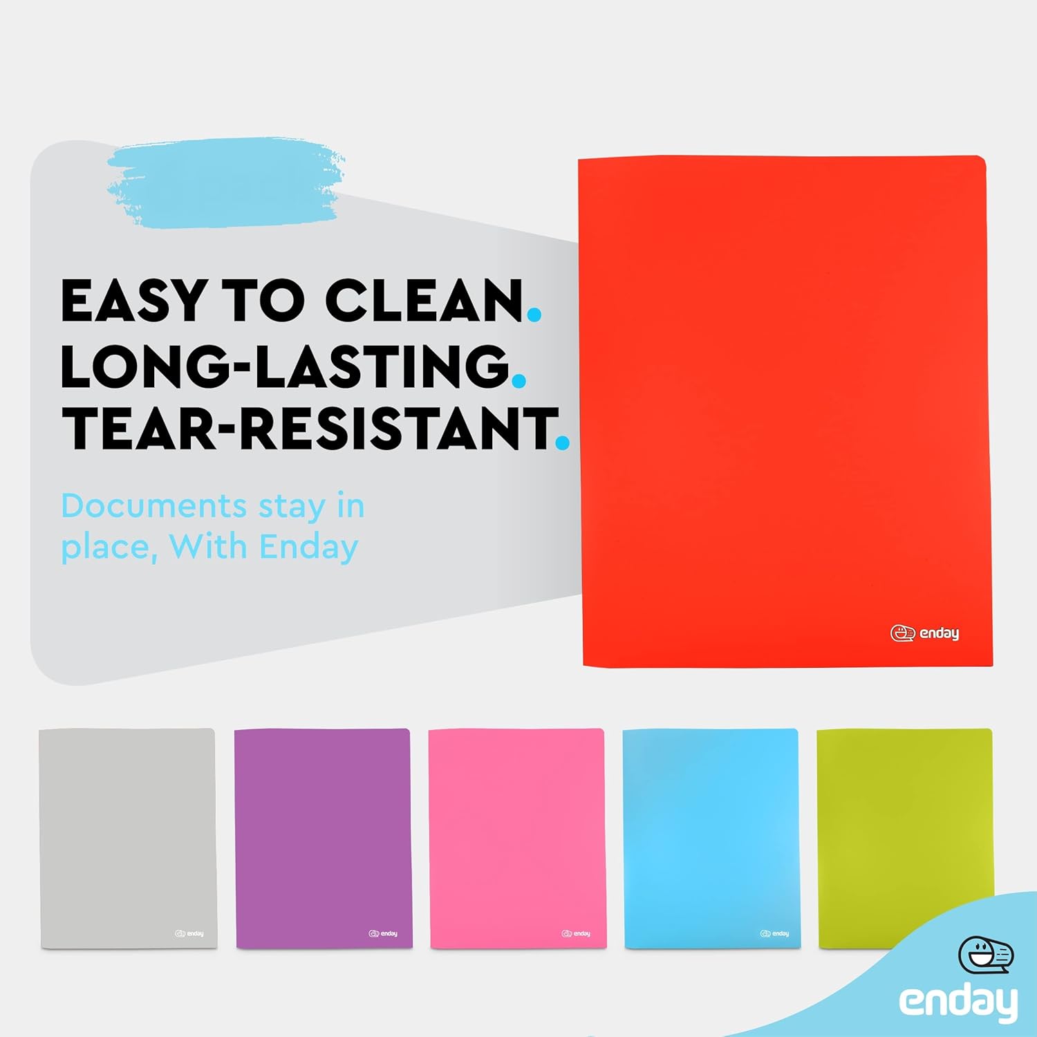 Folders with 2 Pockets Red, Colored Plastic File School Folder Letter Size, Heavy Duty Poly Portfolio Folder with Two-Pockets, Also Available in Purple, Green, Blue, Pink, and Grey, 8 Pc - By Enday