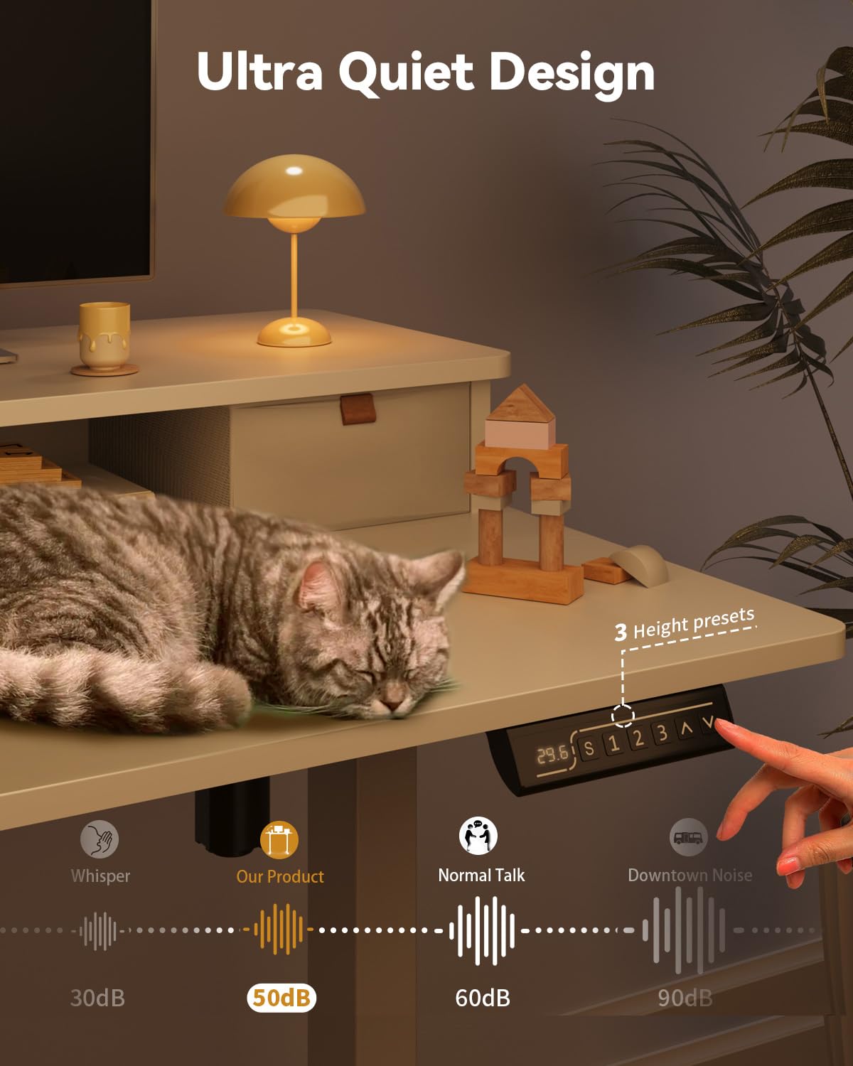 JOY worker Small Electric Standing Desk 35 x 25 Height Adjustable Desk with Built-in Monitor Stand Storage Drawer — view 8