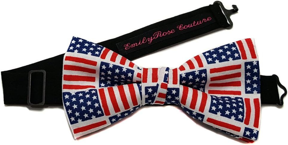 EmilyRose Couture Patriotic Bow Tie Collection-American Flag- Pre Tied-Adjustable