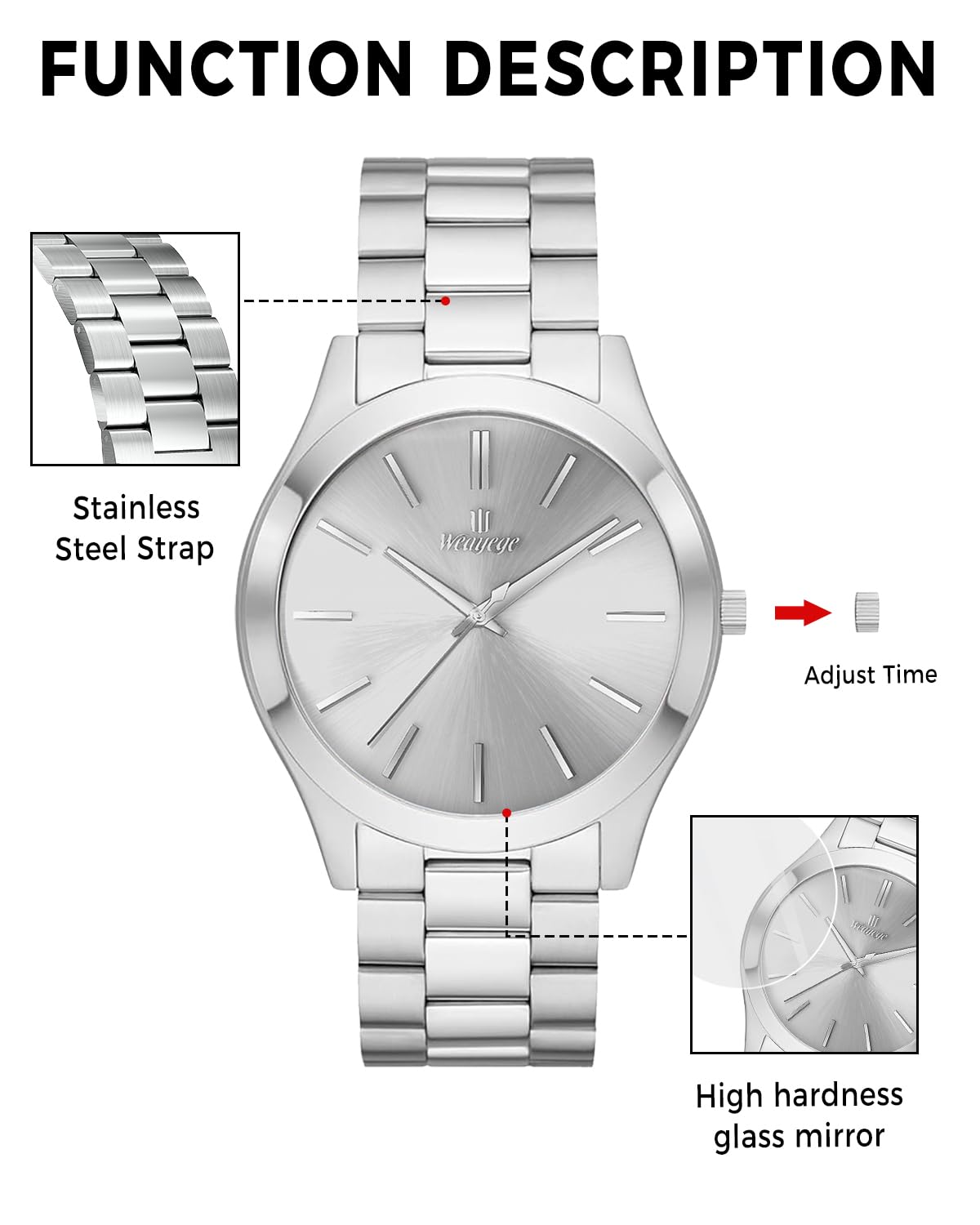 Reloj para hombre, reloj de acero inoxidable para mujer y hombre, analógico, de cuarzo, impermeable, regalo para mujeres y hombres