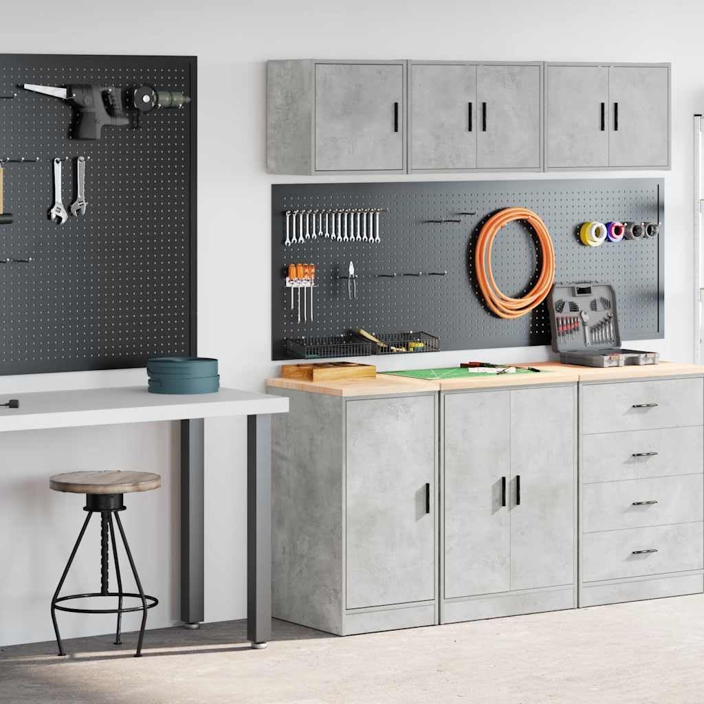 INLIFE Garagenschränke 2 STK. Betongrau Holzwerkstoff,Wirtschaft & Industrie,Gewerbliche Lagerung,Industrieschränke,Grau,28.45 KG,3328299