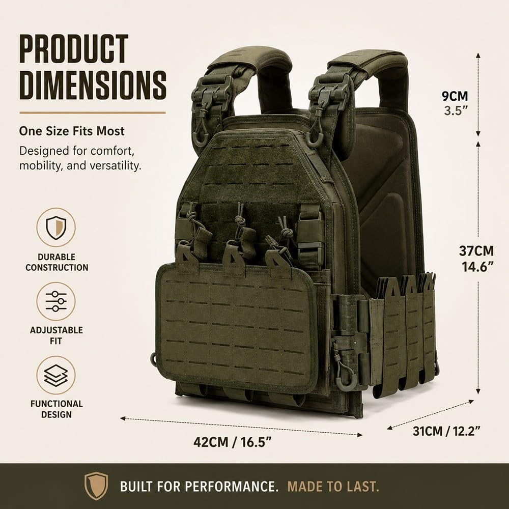 Chaleco Táctico Ajustable,Liberación Rápida Chaleco Modular Multibolsillos Acolchado Transpirable Chaleco Ligero para Airsoft Senderismo Camping Y Actividades Al Aire Libre