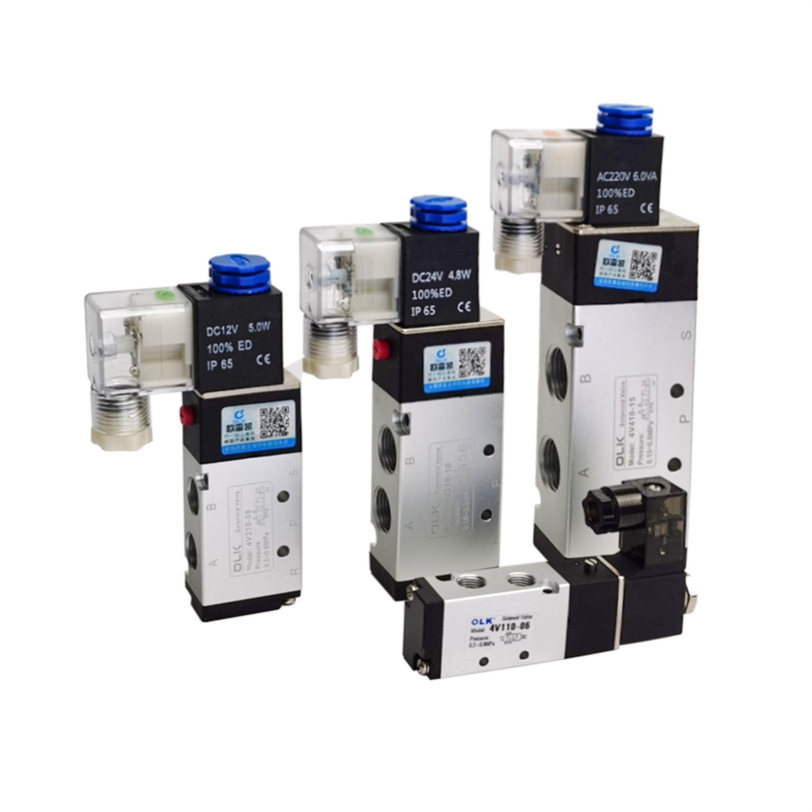4V210-08 4v110-06 Pneumatic Air Valve 5 Way 5/2 Electromagnetic Controller DC12V DC24V AC110V AC220V 4V310-10(4V110-06,DC24V)