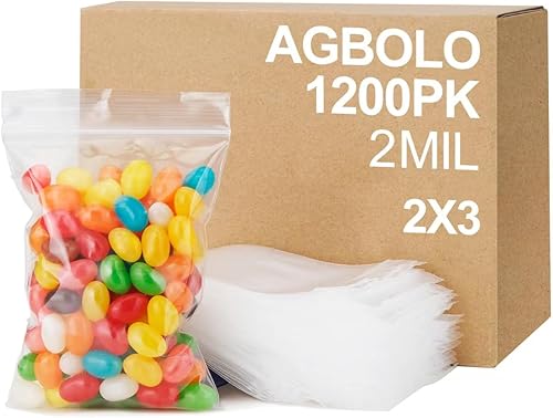 Miniatura 1 de 1200 bolsas de plástico pequeñas de 2 x 3 pulgadas con autobloqueo, bolsas pequeñas de primera calidad con cremallera resellables, 2 mil(2 capas),