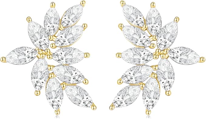 EAMTI Silver Dangle Earrings for Women Cubic Zirconia 925 Sterling Silver Post Engagement Wedding Birdal Drop Earrings for Brides