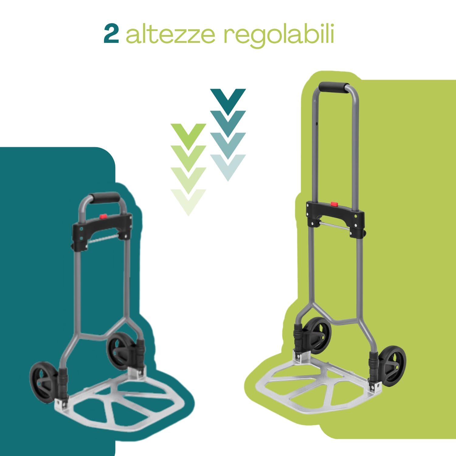 Paluplus Carrello Portapacchi Pieghevole in ALLUMINIO con Portata 70 Kg, misura 38,5x41x99,5 cm, Manico Telescopico e 2 Ruote, Montacarichi Manuale per trasporto carichi pesanti -9465F -3,5
