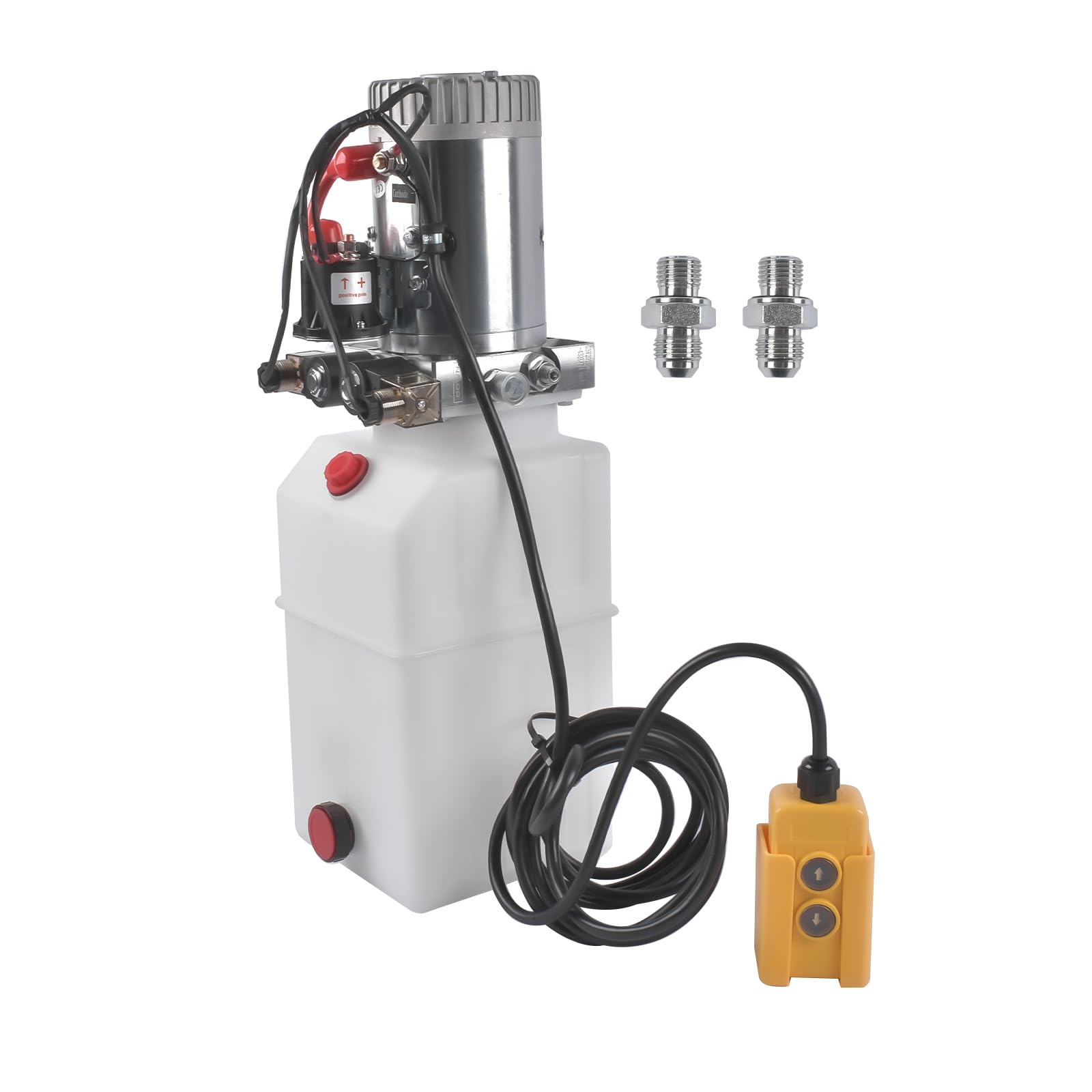 Centralina idraulica da 6 quarti Potenza 1.6KW, Pompa idraulica a doppio effetto 12V DC per sollevamento auto rimorchio con cassone ribaltabile, Unità di potenza pompa idraulica, Serbatoio di plastica