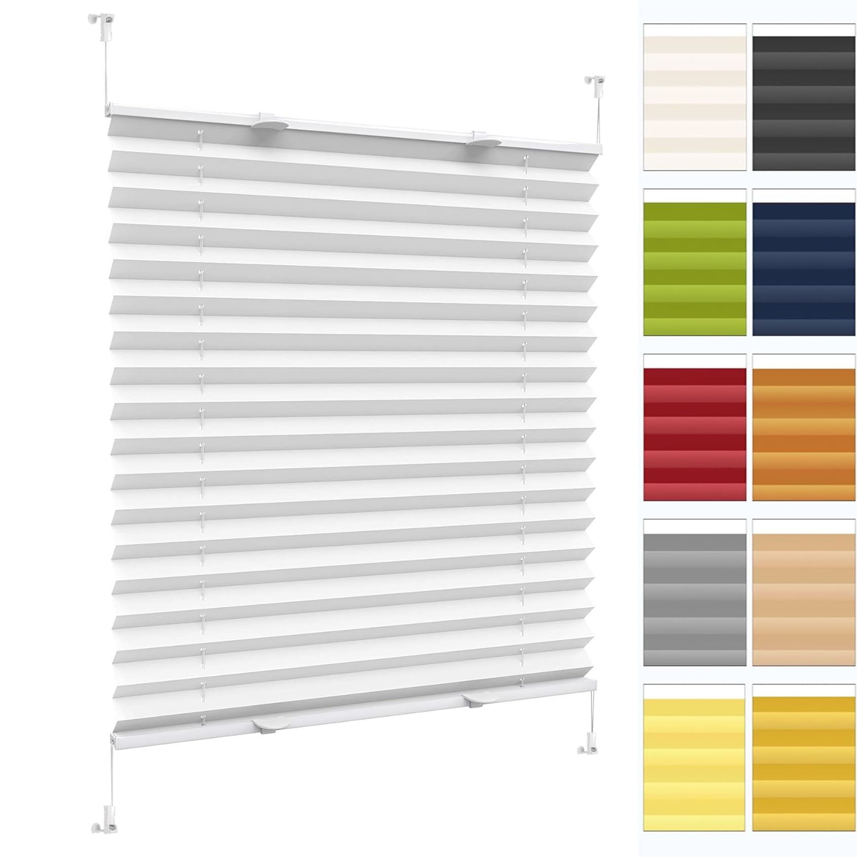 Plisseerollo Faltrollo Plissee Ohne Bohren 60 x 185 cm, Plissee Ohne Bohren Nach Maß, Rollo Jalousien Plissee Wabenplissee, Thermo Plissee Ohne Bohren, für Fenster & Tür, Weiß