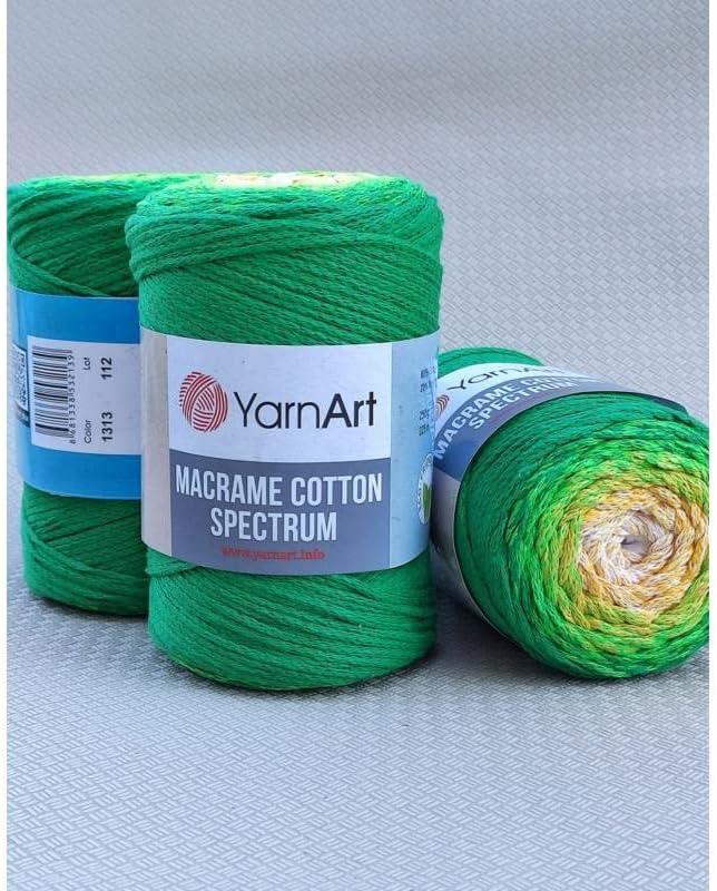 Spectrum Macrame Cotton Cord - Harmonious Colors, Unique Crafts, 8.80 Oz, 246 Yds, 80% Cotton, Colorful Worsted Weight Yarn