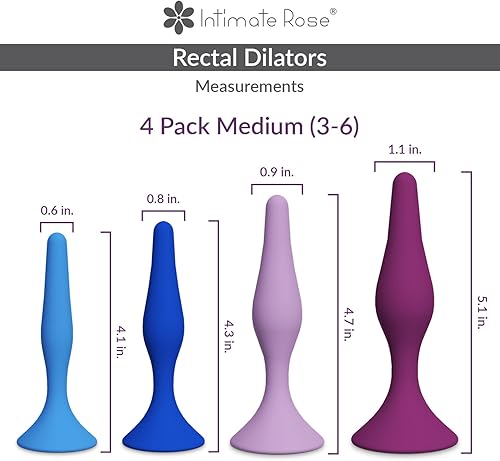 Miniatura 3 de Ahorra un 10% en el paquete de 4 entrenadores rectales de color rosa íntimo, tamaño 3-6 + mango dilatador y paquete de lubricante rosa de terciopelo.