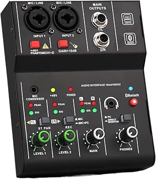 Dj Equipment Mixing Console Black Sound Card 16-bit 48 KHz Performance Low Noise Design Professional Studio Use Studio Sound Board