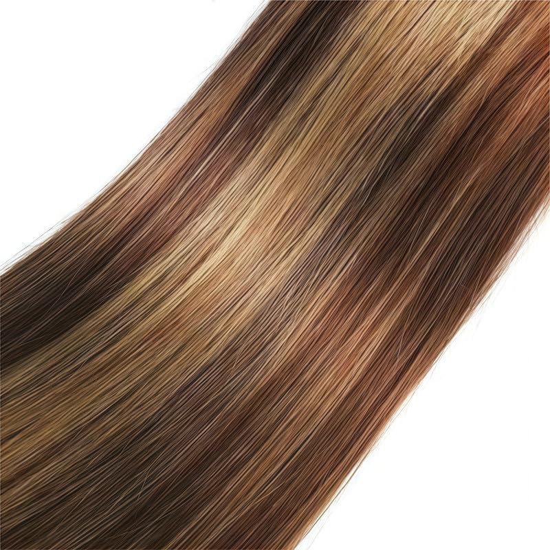 Blonde Highlight Straight Bundles Human Hair 16 18 20 Inch Virgin Remy Honey Blonde Bundles Human Hair Brazilian Highlight Brown Bundles Hair Extensions P4/27 Color