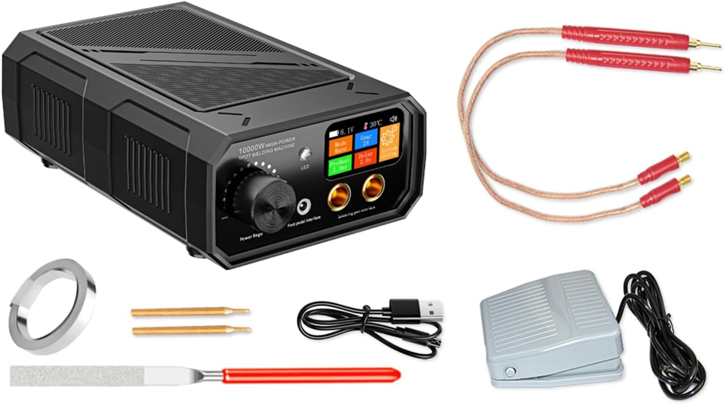 大出力ダブルパルスポイント溶接機、自動および手動制御を備え、精密シート溶接用のフットペダルを含むプロフェッショナルポイント溶接機