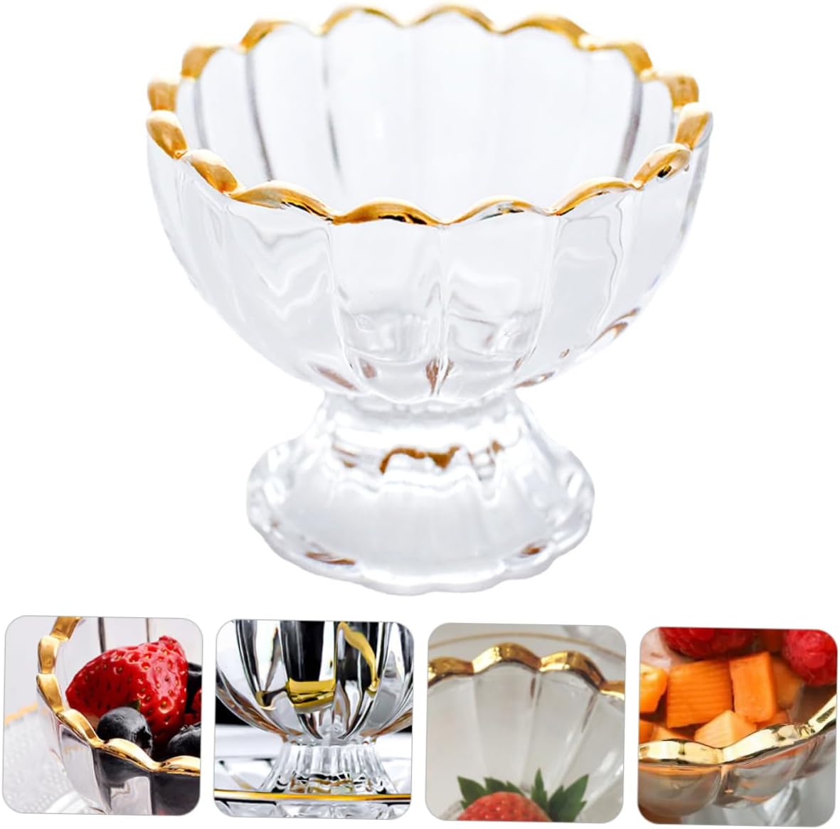 Luxshiny 4pcs 150ml Glass Footed Trifle Bowls Chic Dessert Cups Lids Perfect for Mini Sundaes Ice Cream and Appetizers