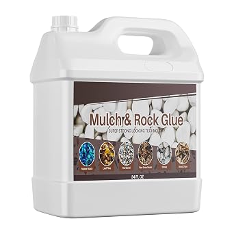 Pet Safe Rock Glue for Landscaping | Non-Toxic Gravel Binder Locks Mulch, Pebbles, Stones |34 OZ
