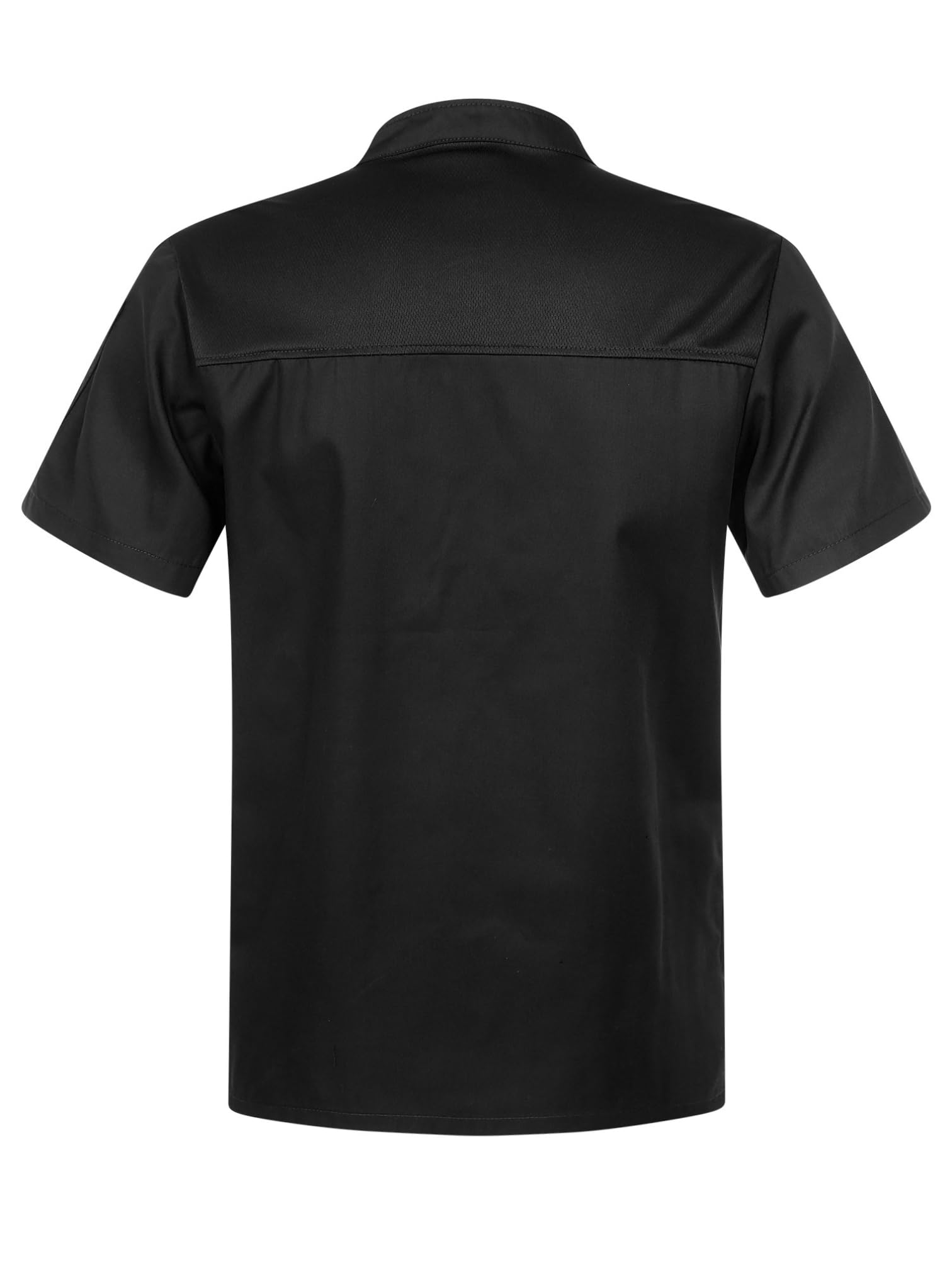 MSemis Unisexe Veste de Cuisine Professionnel Uniforme Manche Courte Blouse De Travail Col Mao Veste de Chef Chemise de Travail Eté pour Cuisinier Serveur Hôtel M-4XL