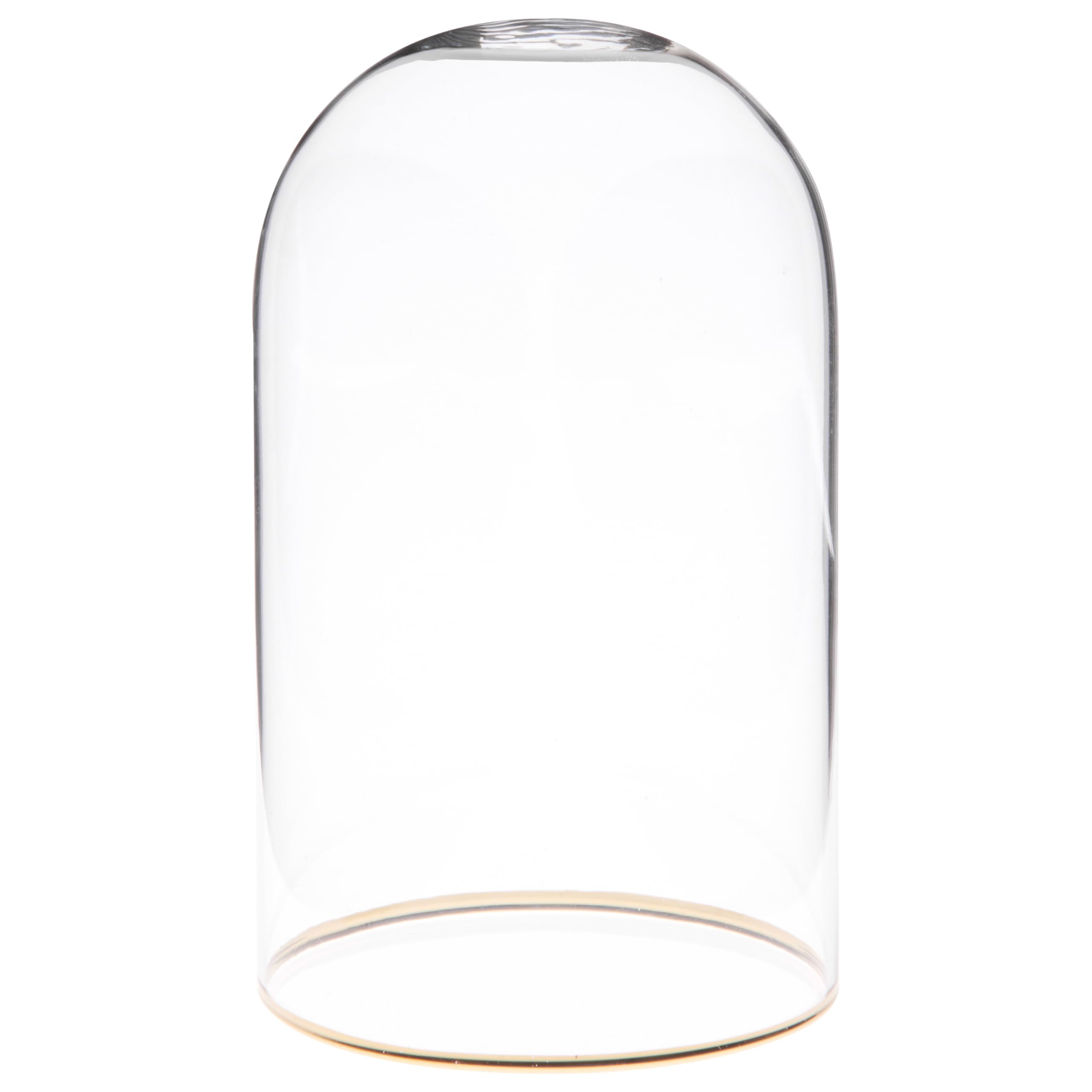 Plymor 3" x 5" Glass Display Dome Cloche with Gold Rim (no Base)