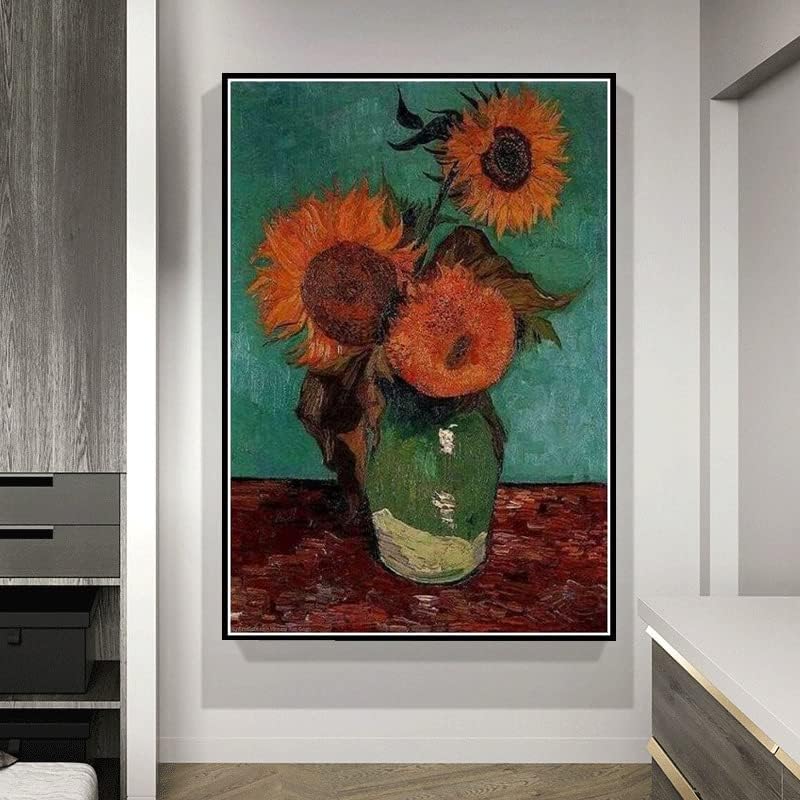 Miniatura 2 de Kits de pintura por números para adultos y niños Vincent Van Gogh Tres girasoles en un jarrón Pintura por Vincent Van Gogh Arts Craft para