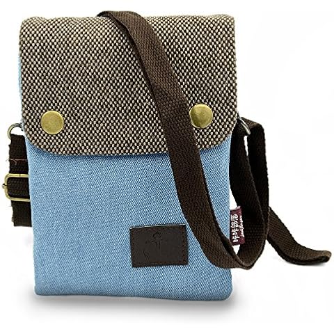 Mopaclle Girl Canvas Small Cute Crossbody Women Cell Phone Purse Wallet Bag with Shoulder Strap for iphone 6 6s 7 Plus, Samsung Galaxy S7 Edge S8 Edge,J5,Motorola Moto G4,Lenovo Moto G5 (Light Blue) Cover