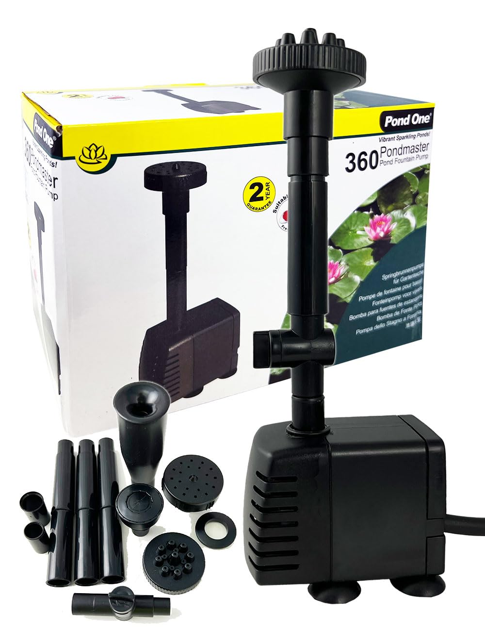 POND ONE 360 Pondmaster Pond Fountain Pump (600L/H) (360), Black