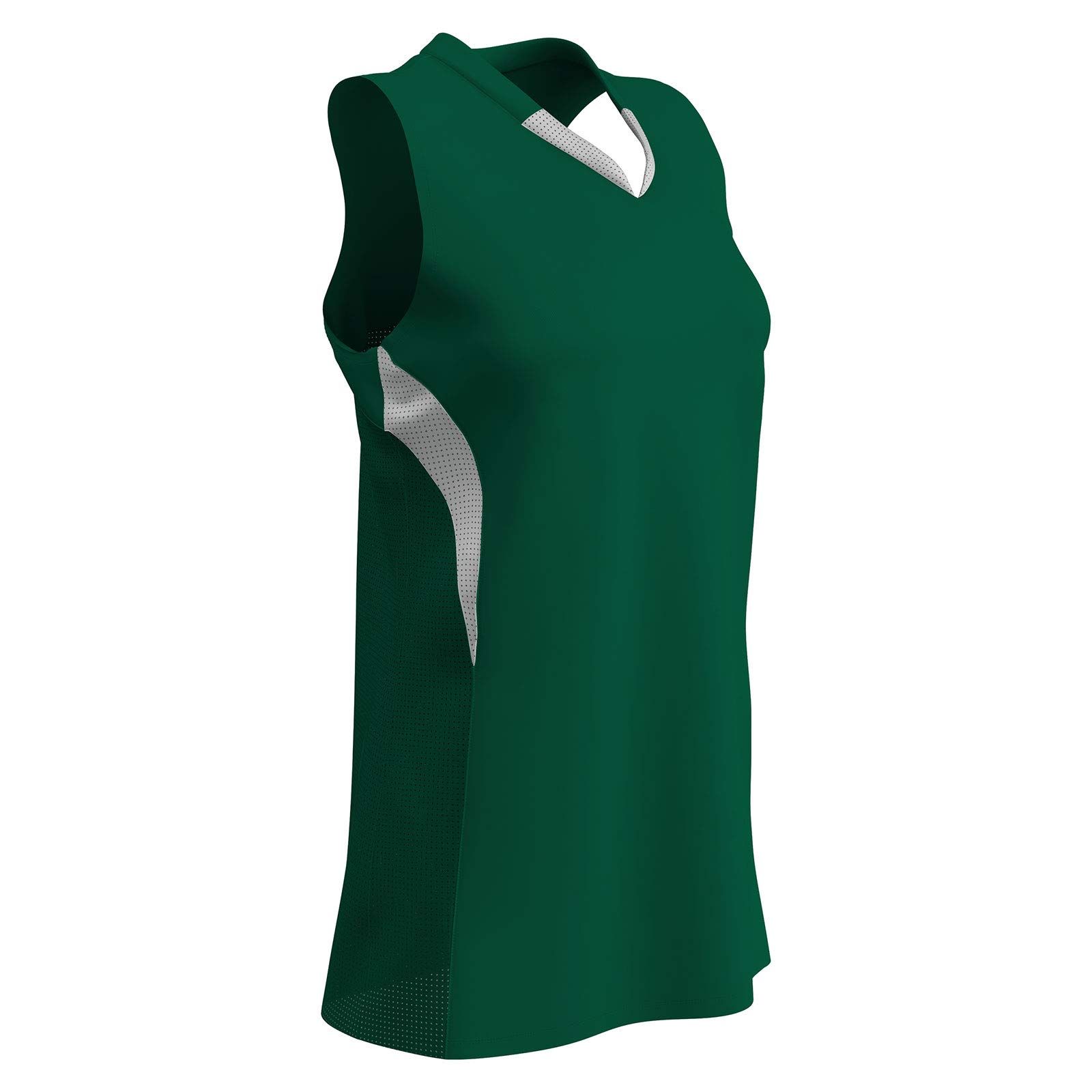 Champro Decoy Softball V-Neck Racer Back, Girls' Large, Forest Green,White