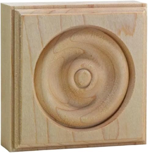 Miniatura 4 de Bloque de roseta de esquina de carcasa de madera dura 1" x 3" cuadrado EWAP30, roble rojo