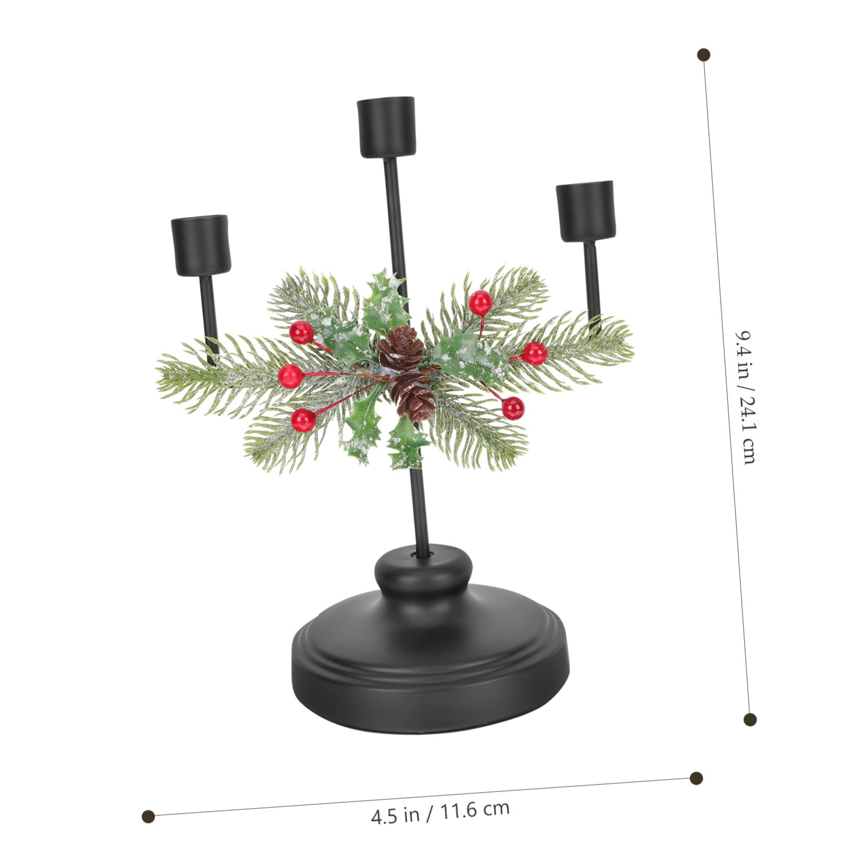 PRETYZOOM 2 Piezas Candelabro De Navidad Adorno De Navidad Decoración De Mesa De Portavelas De Soporte De Vela Cónica Centro De Mesa De Artificial Metal Black