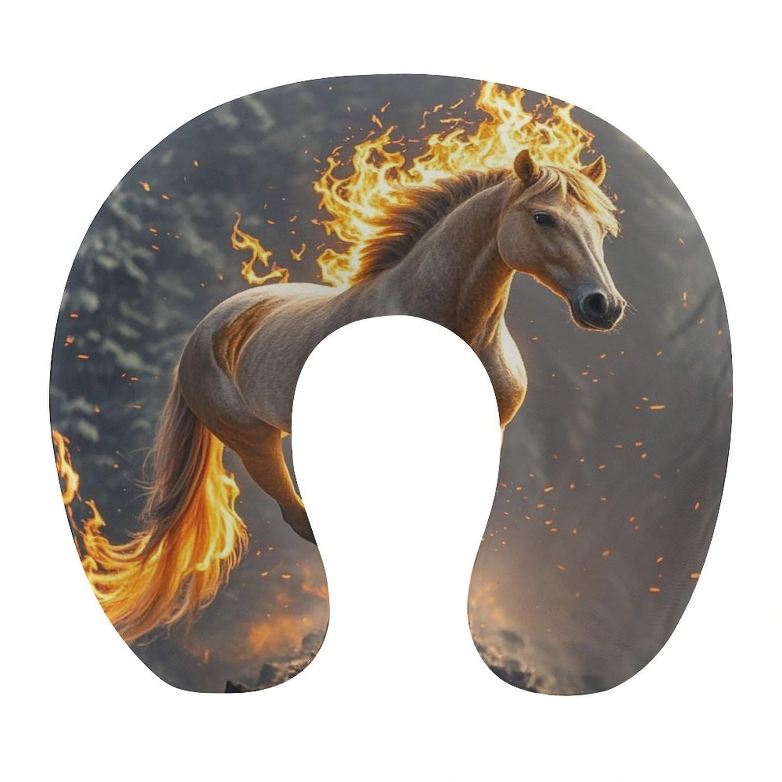 FekiLoot Flame Horse Travel Pillow Comfortable U Shape Memory Foam Pillows Neck and Head Support Portable Travel Neck Pillow Suitable for Planes Trains Self-Driving Cars