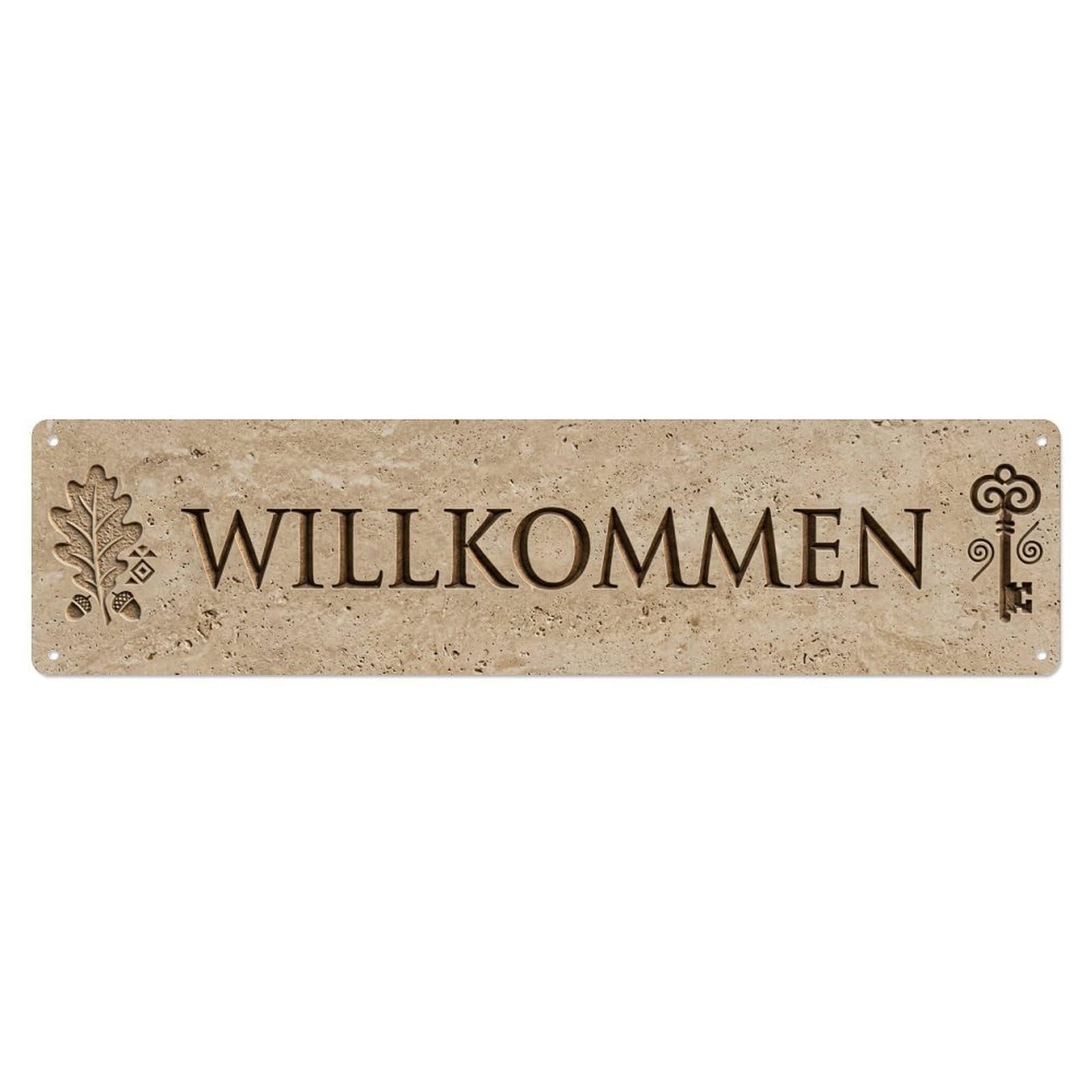 Travertine Stone Luxury Texture Welcome Metal Tin Sign