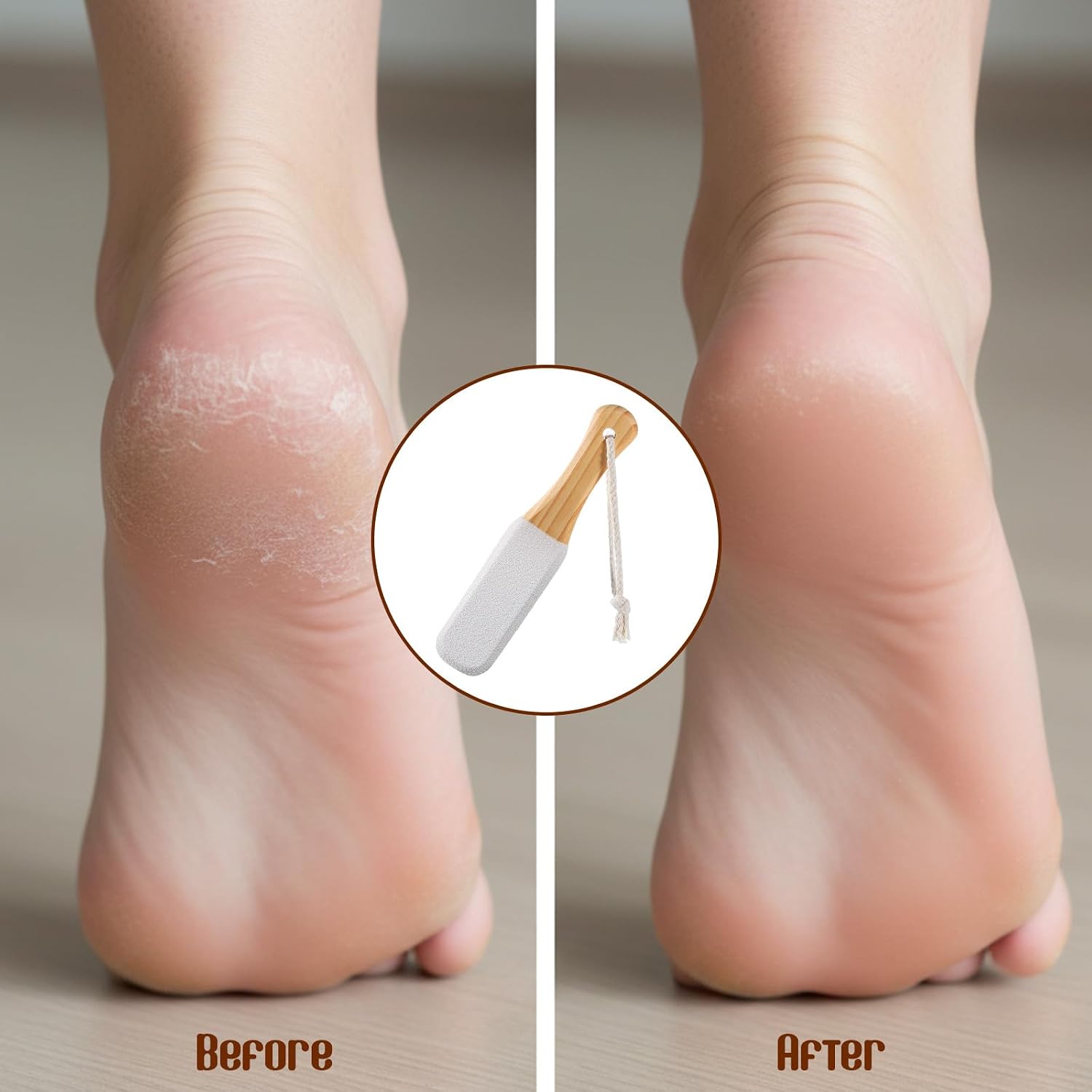 2 Pack Pumice Stone Foot File, Wooden Pedicure Foot Scrubber Feet Callus Remover for Dead Skin and Corns Pedicure Pumice Stone for Feet for Use in Shower Remove Corn Hard Skin