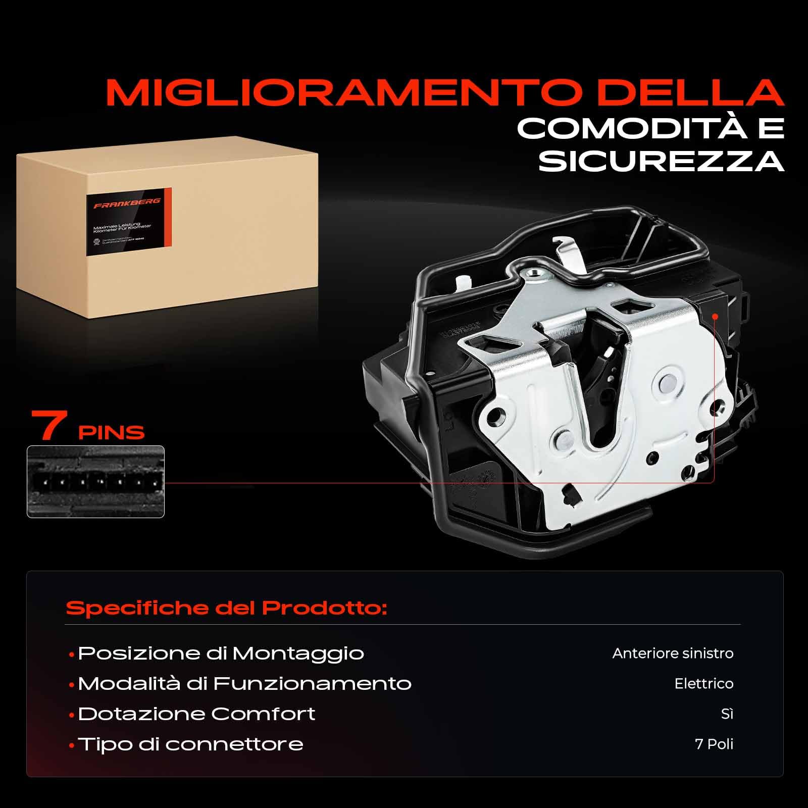 Frankberg Serratura porta serratura auto Anteriore sinistro Compatibile con X3 F25 Serie 3 Touring F31 Serie 5 Touring F11 Serie 1 E81 X1 E84 Replace# 51217202146