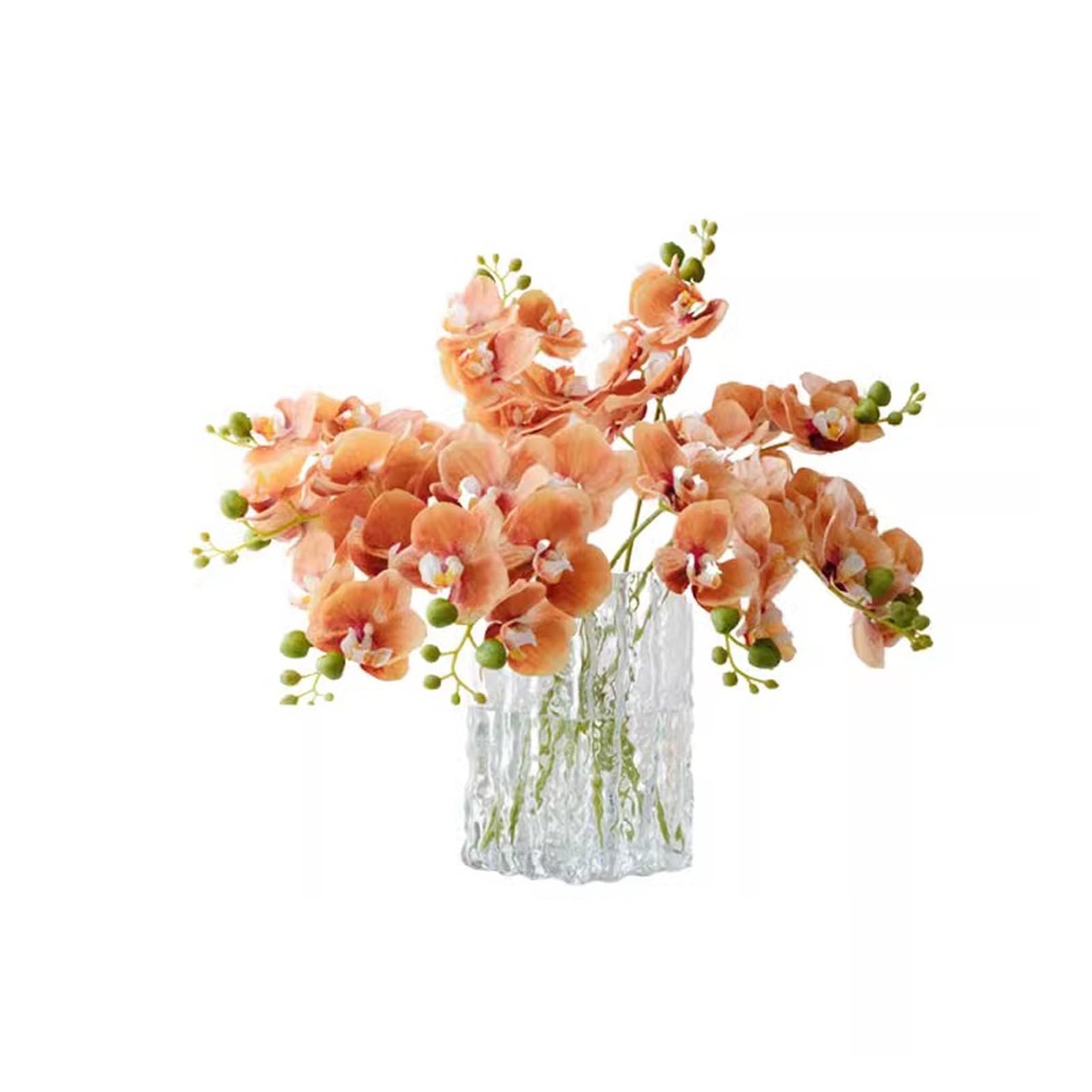 Fiori Finti Vaso di vetro simulato fiori artificiali arancione chiaro lusso classico cinese soggiorno decorazione della tavola bouquet Fiori Artificiali Per Esterni
