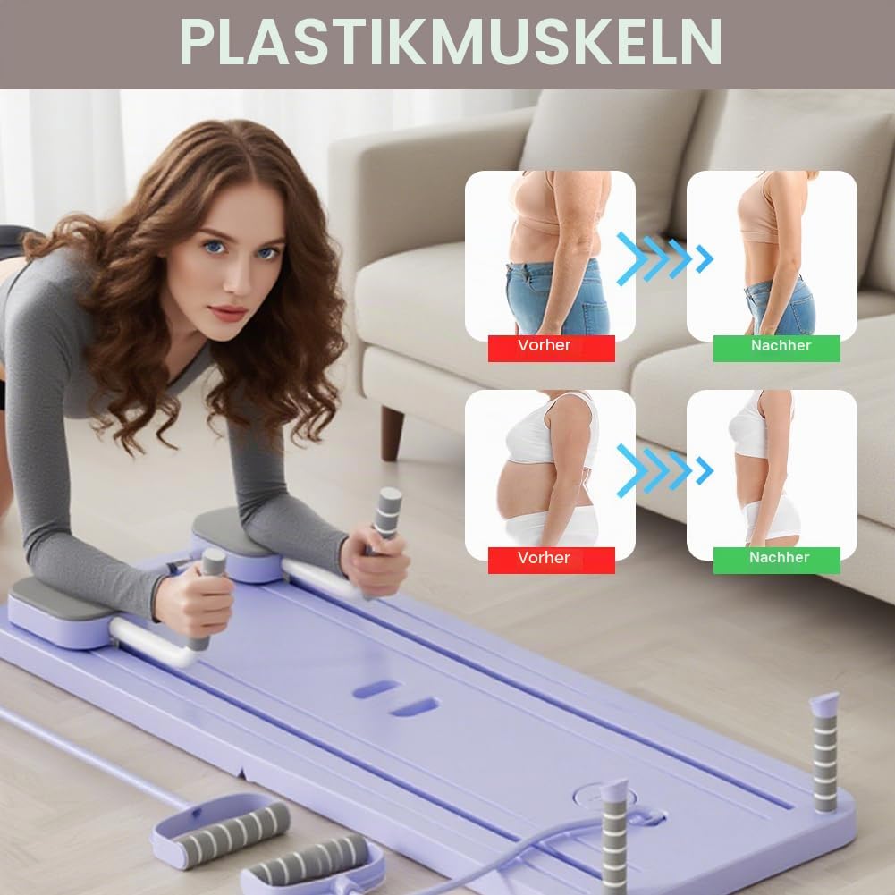 LOMUG Pilates Board, Pilates Reformer Maschine, Bauch Trainingsgerät Multifunktional, ideal für Anfänger und Profis