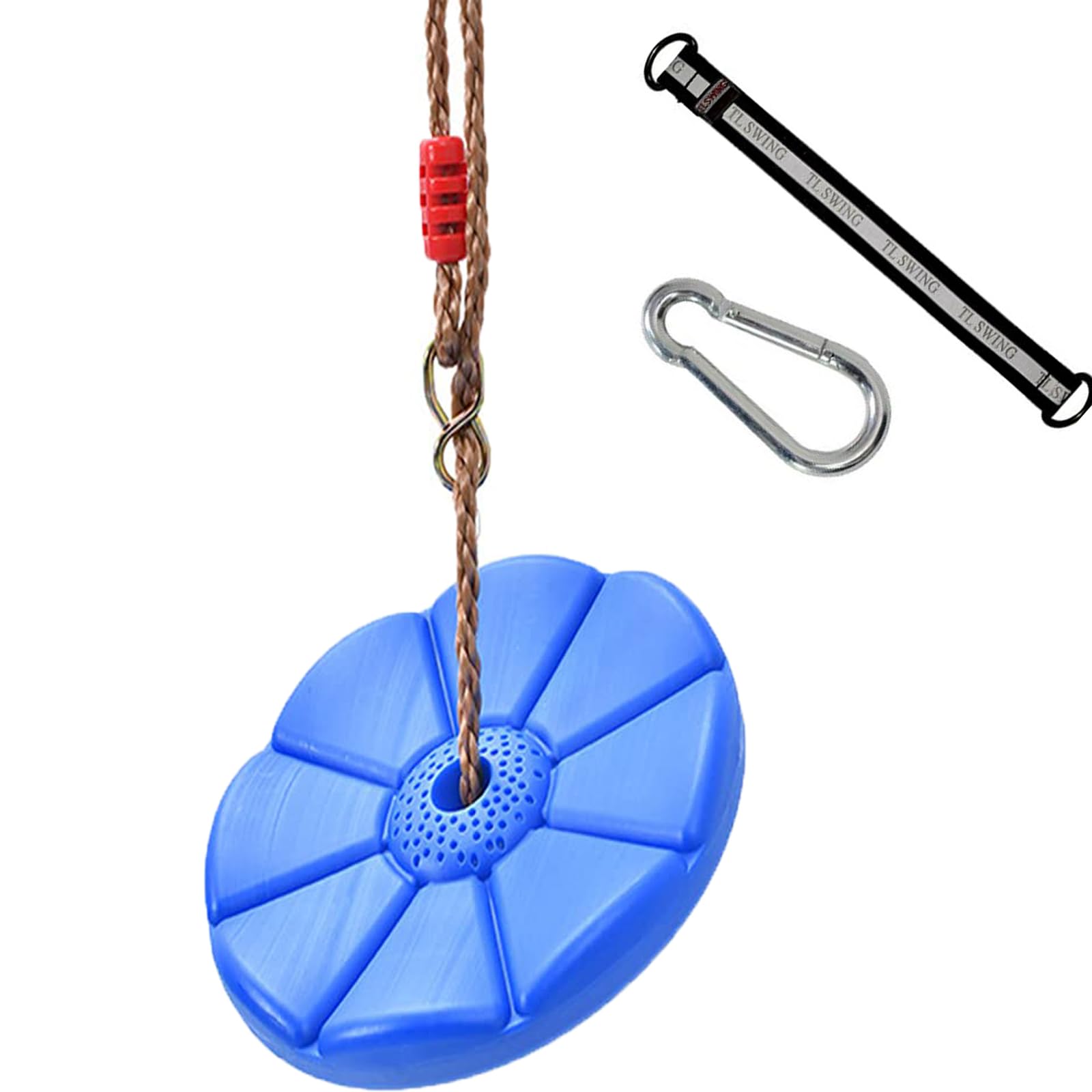 ieron Tree Swing Disc 28cm Diameter, Outdoor Rope Round Swing Seat for Boys and Girls, Backyard Playground Strong Disc Swing with Connector and Strap Rope Holds 220lbs/100kg