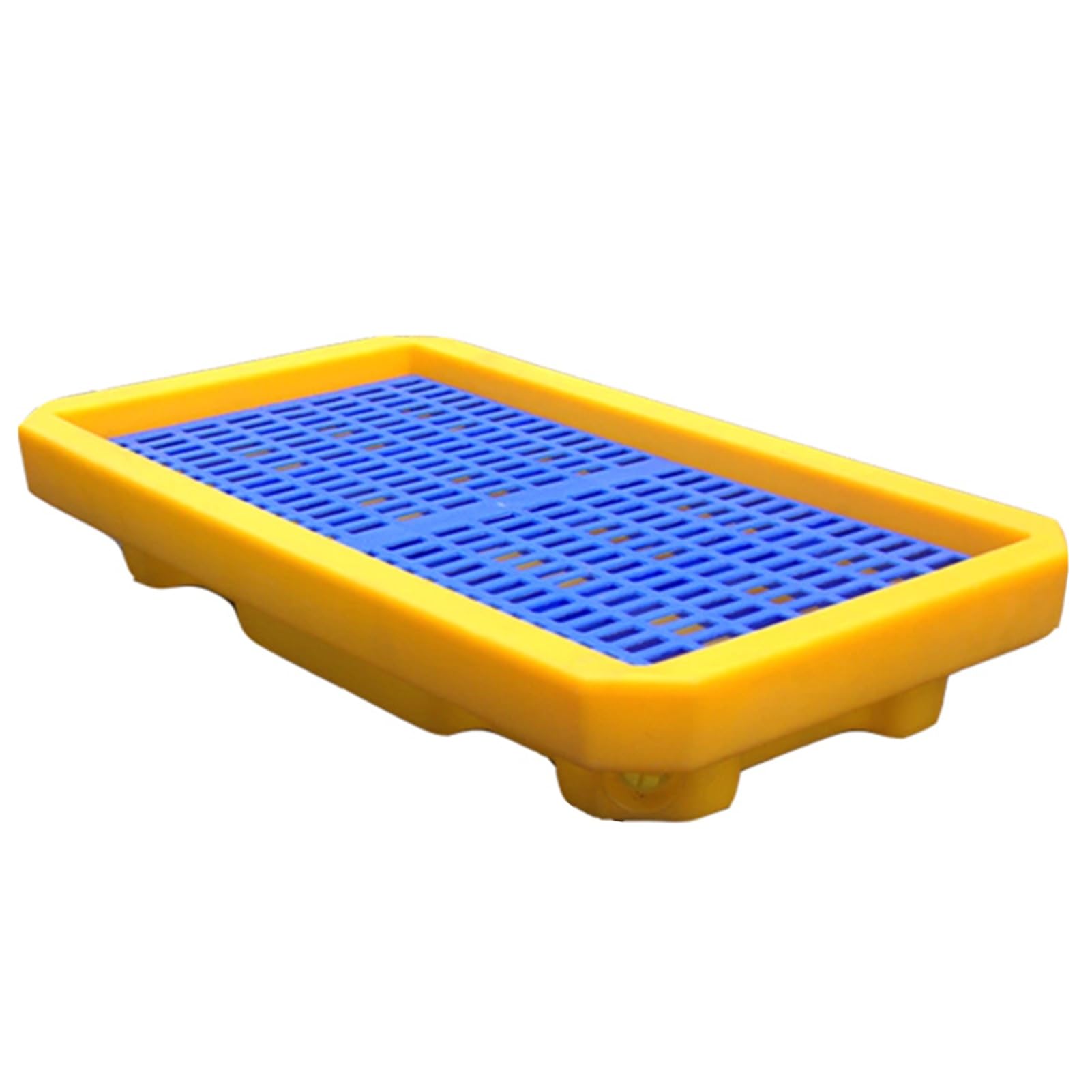 SGKOMN Oil Spill Containment Tray Yellow & Black Modular Polyethylene Platform Leakproof Spill Platform for Warehouses & Factories Stackable Design for Oil Drums, 26.57x14.76x4.72in/67.5x37.5x12CM