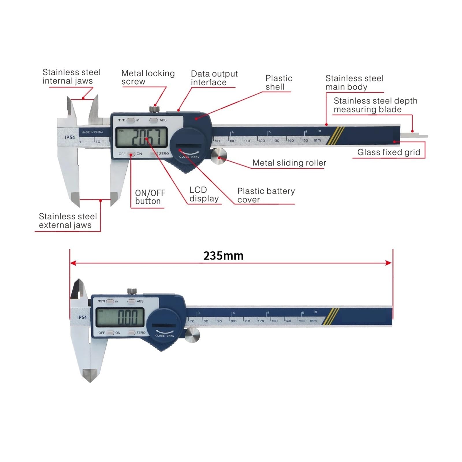 Suwmiarka elektroniczna cyfrowa 150/200/300 mm z bardzo dużym ekranem LCD, suwmiarka cyfrowa, mikrometr cyfrowy, cyfrowe narzędzie pomiarowe,0300 Mm 1