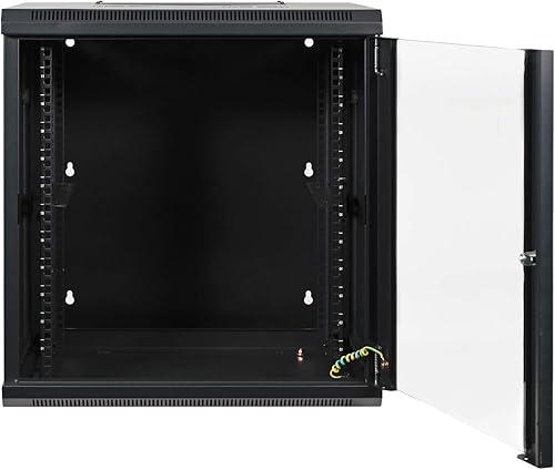 Miniatura 8 de AEONS 12U Signature - Soporte de pared de doble sección de 19 pulgadas, gabinete de TI con bisagras, puerta de vidrio de profundidad de 22 pulgadas