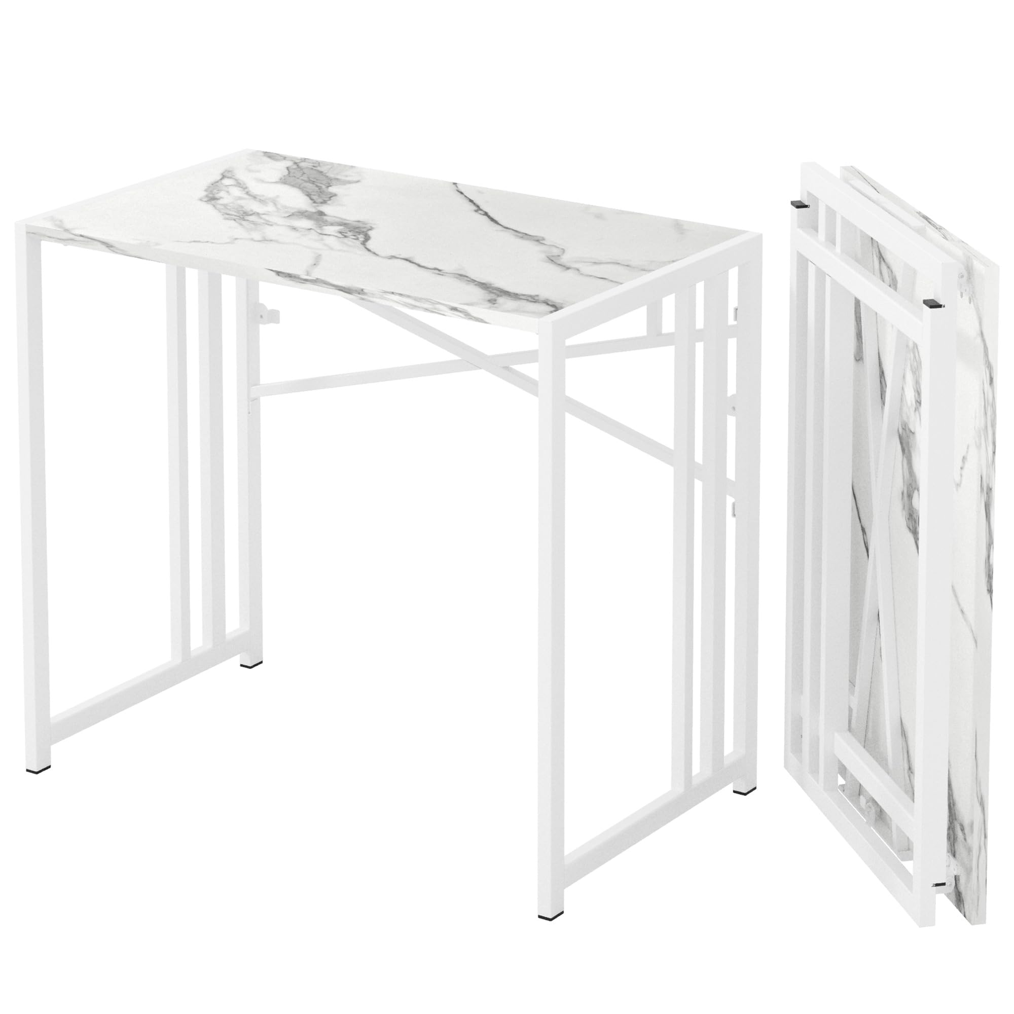 Lutown-Teen Small Folding Desk 90 cm, White Marble — image 1