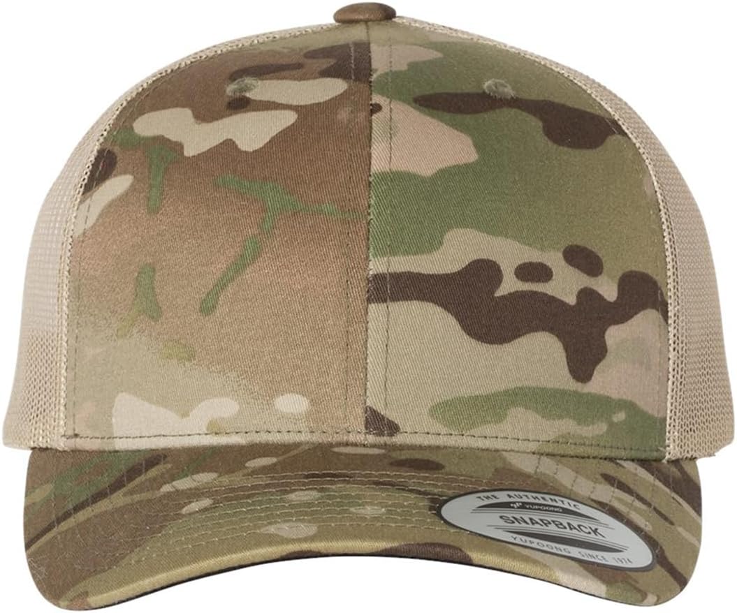 Joe's USA 6606 Six-Panel Mesh Back Snapback Trucker Cap - OSFM - 2 Pack - Multicam Green/Khaki
