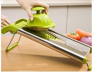 dongzhifeng Chopper Alimentare Affettatrice Tipo V Multi-Funzione Verde Affettatrice Mandala Chopper Alimentare Macchina da Taglio per Frutta e Verdura con 5 Utensili da Cucina a Lama