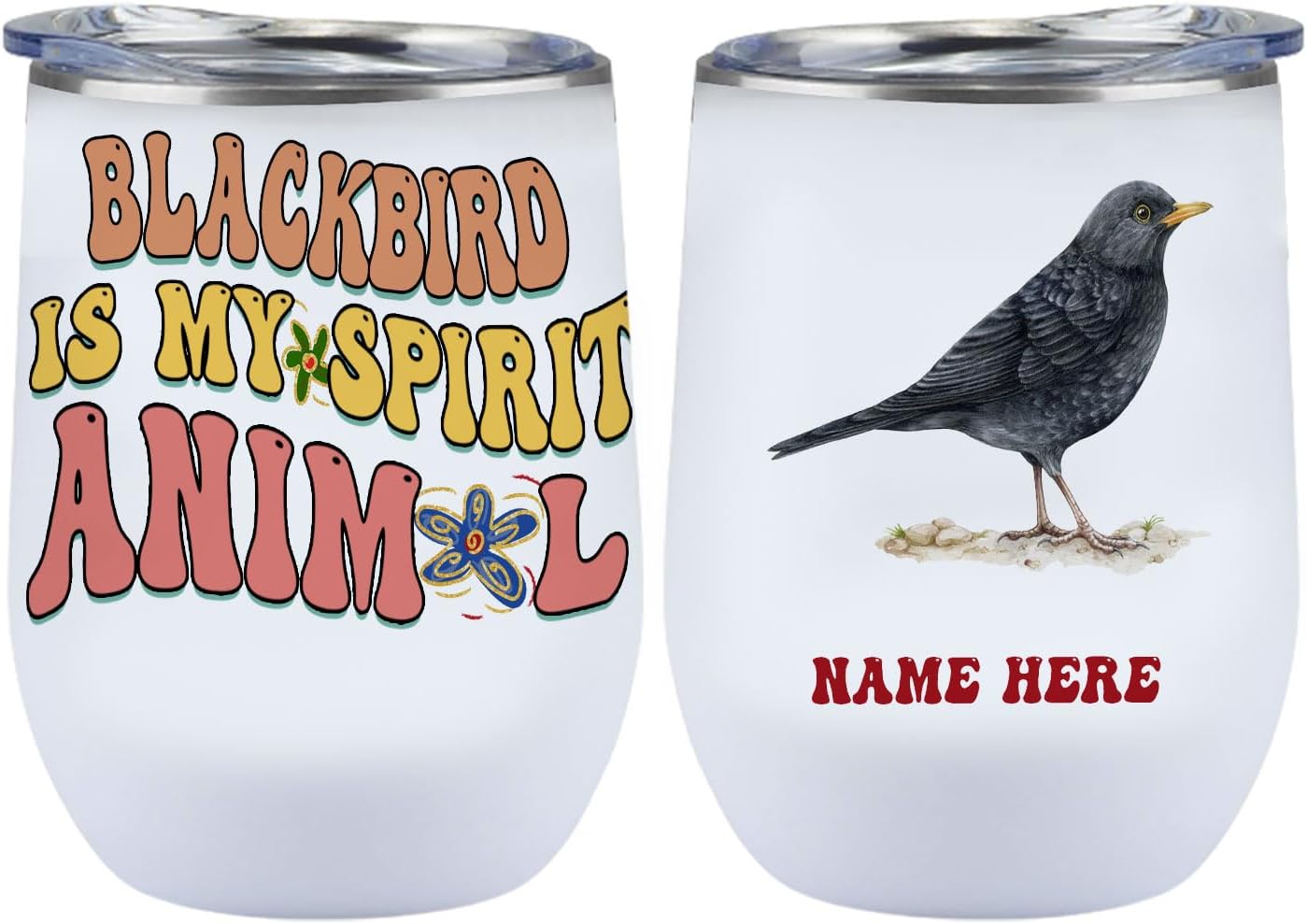 Adorable Blackbird Lover Tumbler for Coworkers and Friends Customized Name Tumbler Personalized With Lid Engraved 12oz with Lid
