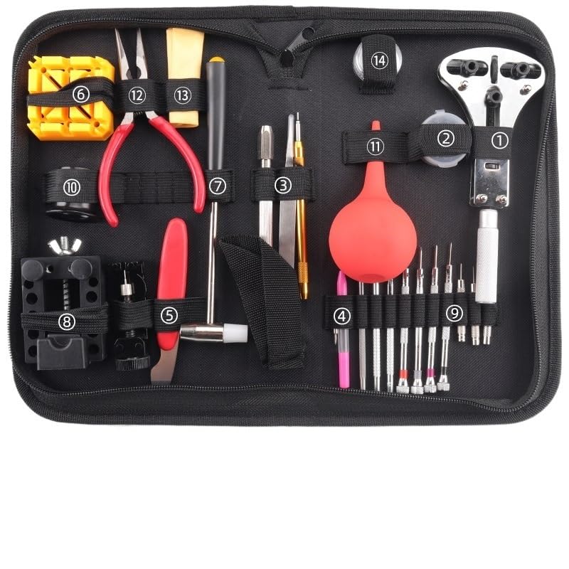 Uhrenwerkzeug Uhren-Reparatur-Werkzeugsatz, Zerlegen und Einstellen, Watch Interceptor, Uhrenwechsel, Batterie, Zerlegen des Werkzeugs for Öffnen der hinteren Abdeckung Uhrmacherwerkzeug Set(26-piece