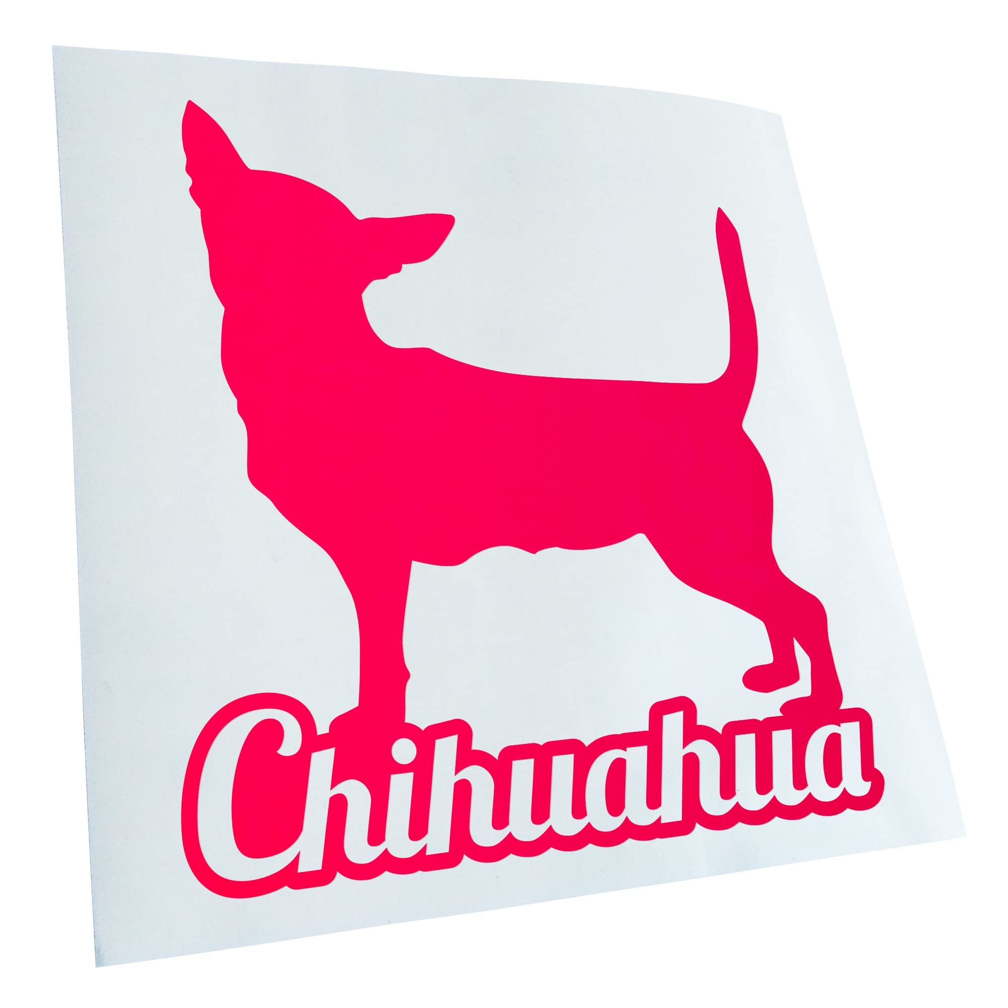 Kiwistar - Car Sticker - Neon Pink - 50 x 45 cm Chihuahua with Name Techichi - Rear Window Car Sticker Weatherproof for Car Truck Moped Truck - Sticker Exterior Self-Adhesive Tuning Accessories for