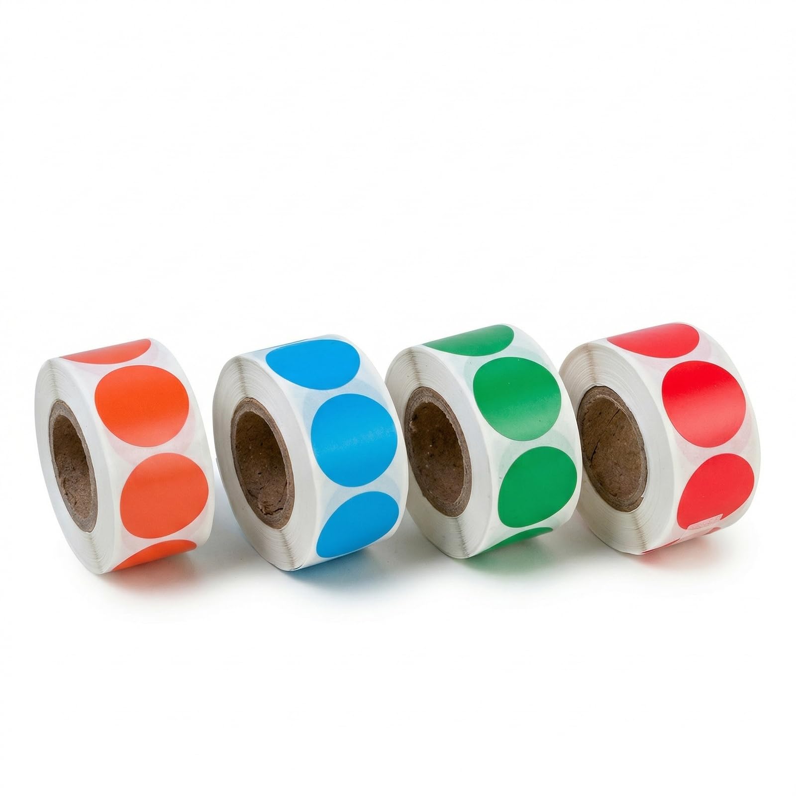 2000 PCS Coloured Dot Stickers, 22mm Round Circle Stickers on a Roll, 4 Rolls Sticky Dots Assorted Coloured for Colour Coding, Office, School, and Inventory Labels