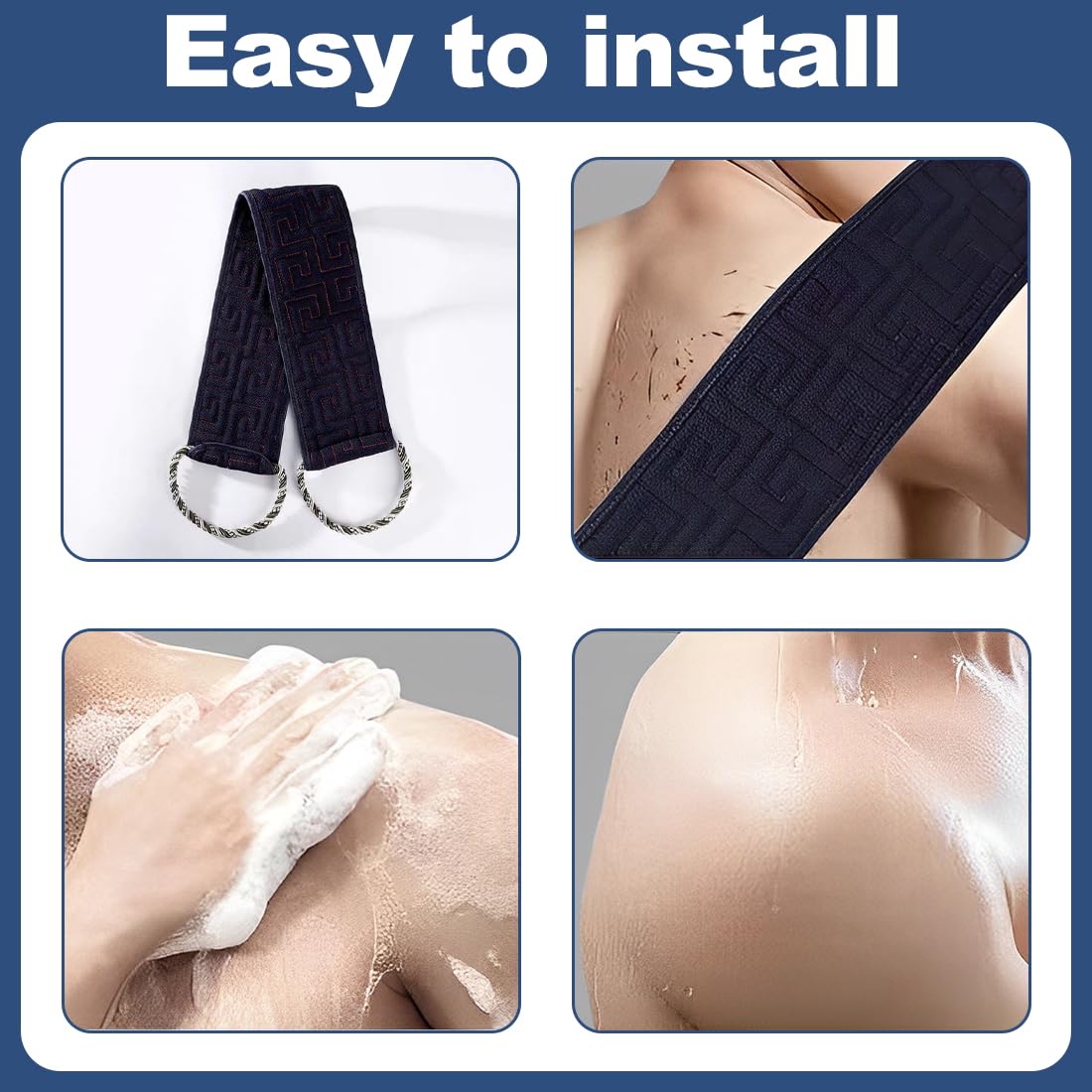 XUKZIMA Exfoliating Back Scrubber for Shower 38 Inches Back Scrubber with Handles Washcloth Body Exfoliator Bath Tool for Use in Shower Double-Sided Back Washer to Deep Clean Your Body for Men & Women - Image 4