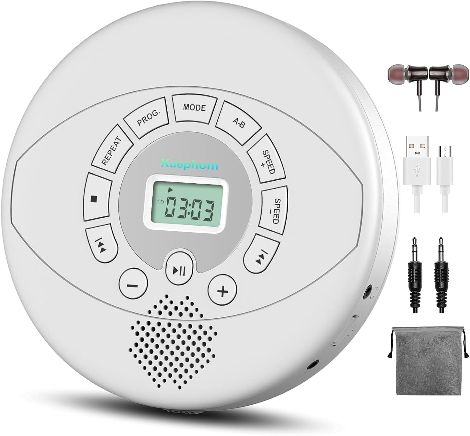 CD Player Portable,Discman Rechargeable,Walkman CD Player with Speaker, Headphones,CD-R,MP3 USB playable,Anti Skip CD Playing for car,Suitable for Personal or Multi-Users,Black